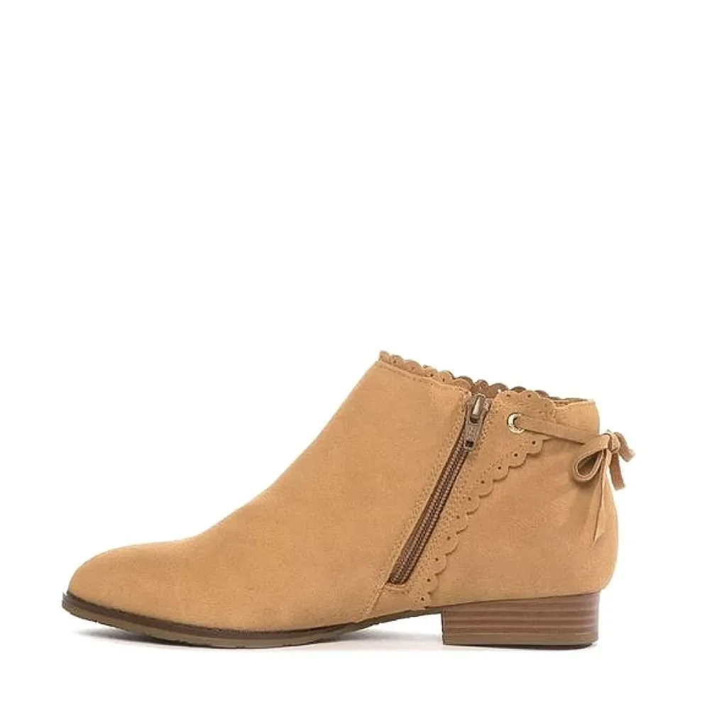 New! JACK ROGERS Charlotte Scalloped Suede Ankle Booties Boots Waterproof Oak